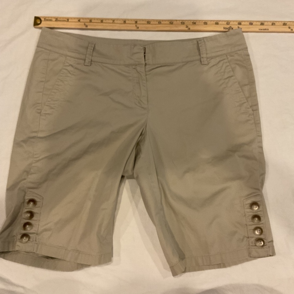 Ann Taylor Tan Bermuda Shorts Tailored Cotton Blend